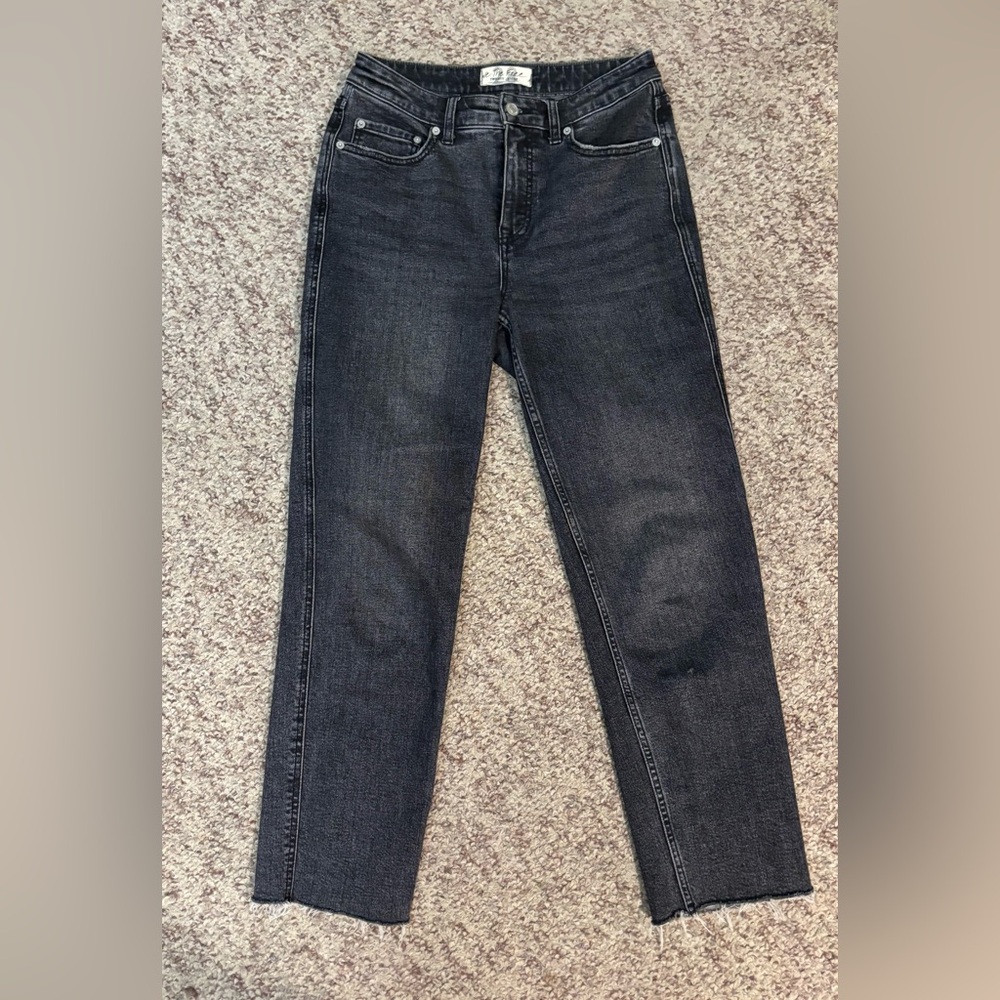 We The Free Women's Curvy Crvy Black Wash Straight Raw Hem Jeans